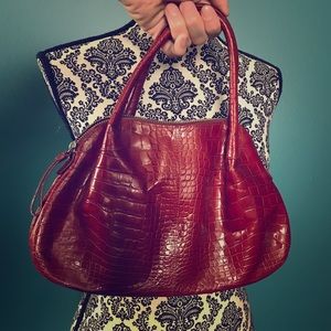 Vintage red leather handbag